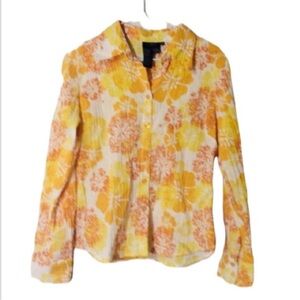 O.SHIRT Bright And Colorful YELLOW And ORANGE FLORAL Top Size 10P